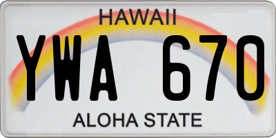 HI license plate YWA670