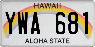 HI license plate YWA681