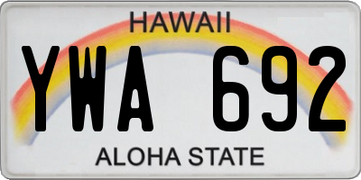HI license plate YWA692