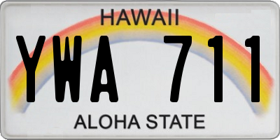 HI license plate YWA711