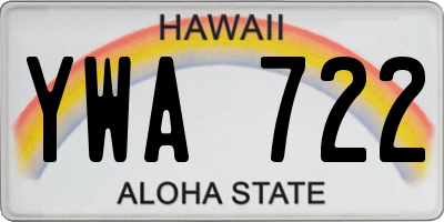 HI license plate YWA722