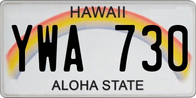 HI license plate YWA730