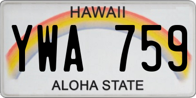 HI license plate YWA759