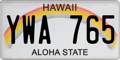 HI license plate YWA765