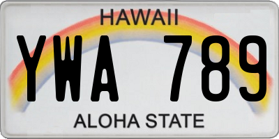 HI license plate YWA789
