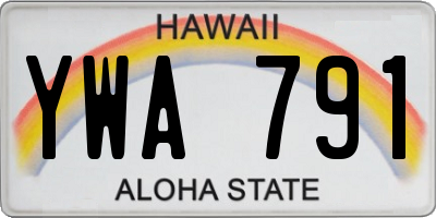 HI license plate YWA791