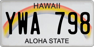 HI license plate YWA798