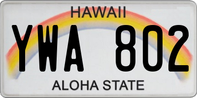 HI license plate YWA802