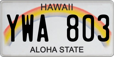 HI license plate YWA803