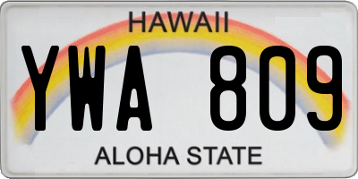 HI license plate YWA809