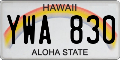 HI license plate YWA830