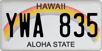 HI license plate YWA835