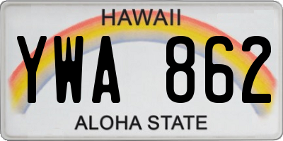 HI license plate YWA862