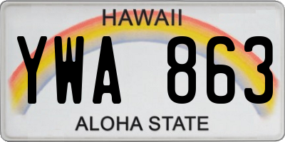 HI license plate YWA863