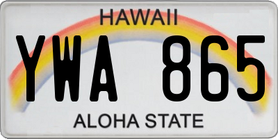 HI license plate YWA865