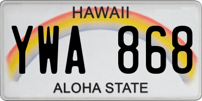 HI license plate YWA868