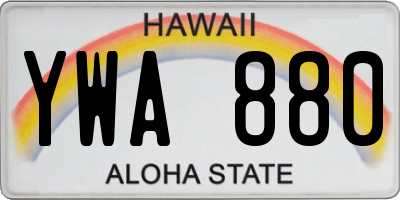 HI license plate YWA880