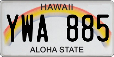 HI license plate YWA885