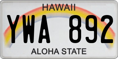HI license plate YWA892