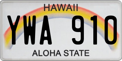 HI license plate YWA910