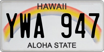 HI license plate YWA947