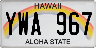 HI license plate YWA967