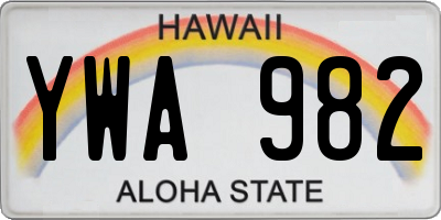 HI license plate YWA982