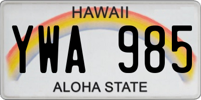 HI license plate YWA985