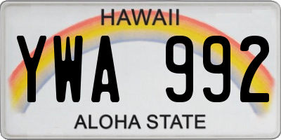 HI license plate YWA992