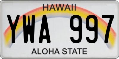 HI license plate YWA997