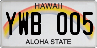 HI license plate YWB005