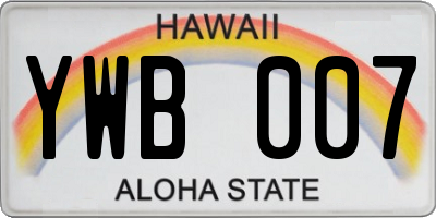 HI license plate YWB007
