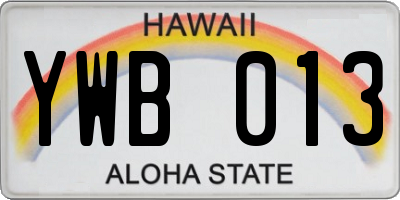 HI license plate YWB013