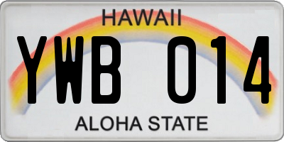 HI license plate YWB014