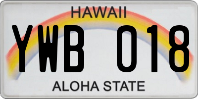 HI license plate YWB018