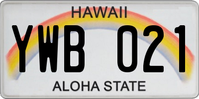 HI license plate YWB021