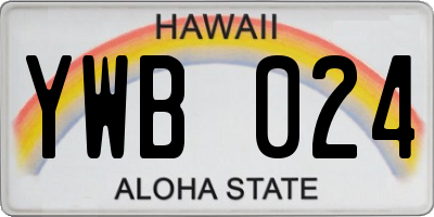 HI license plate YWB024