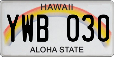 HI license plate YWB030