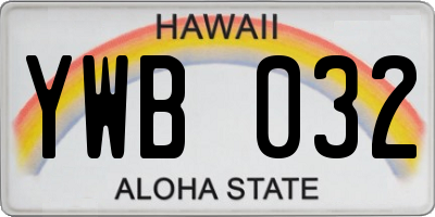 HI license plate YWB032