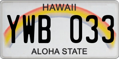 HI license plate YWB033