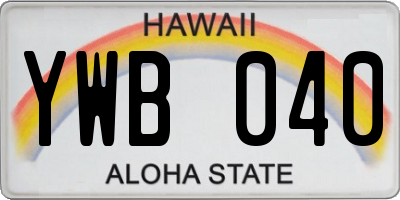 HI license plate YWB040