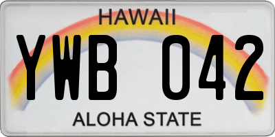 HI license plate YWB042