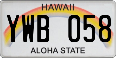 HI license plate YWB058