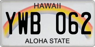HI license plate YWB062