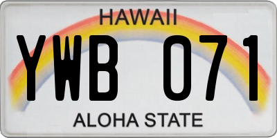 HI license plate YWB071