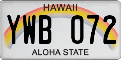 HI license plate YWB072