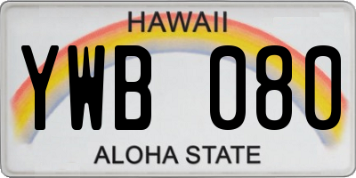 HI license plate YWB080