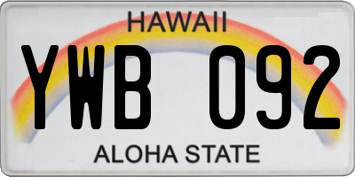 HI license plate YWB092