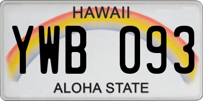 HI license plate YWB093