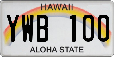 HI license plate YWB100